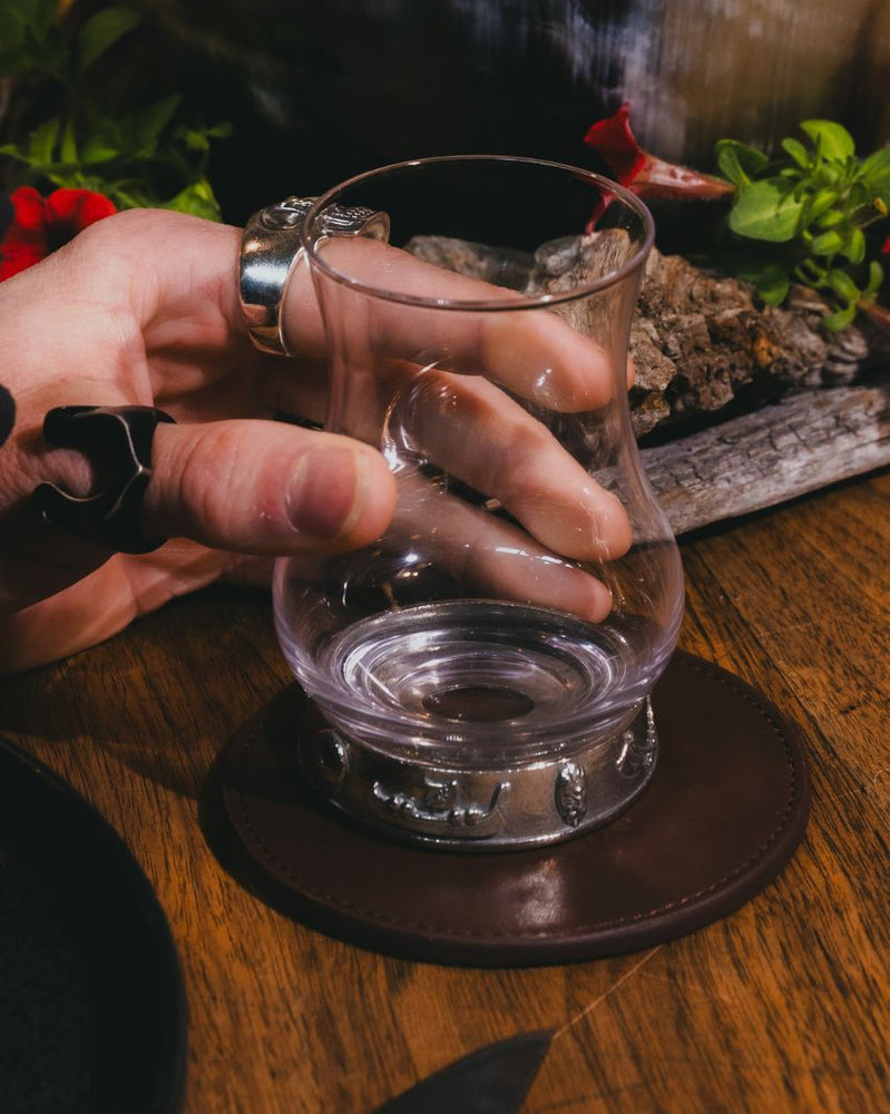 BROWN LEATHER COASTERS - SET OF 4