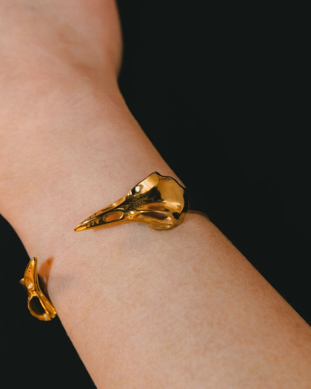 GOLD PLATED VIKING RAVEN BRACELET CUFF
