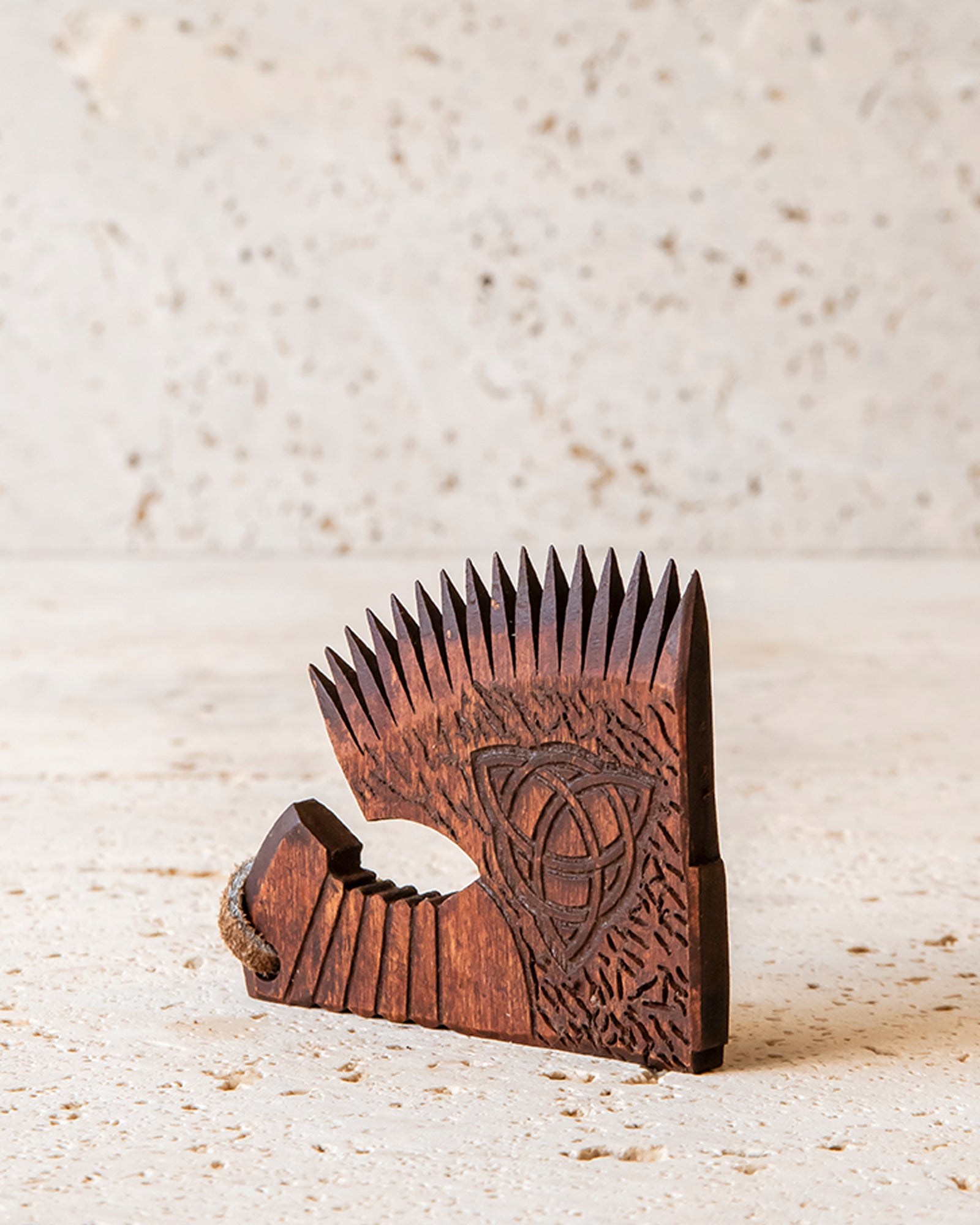 HAND CARVED BEARD COMB - AXE