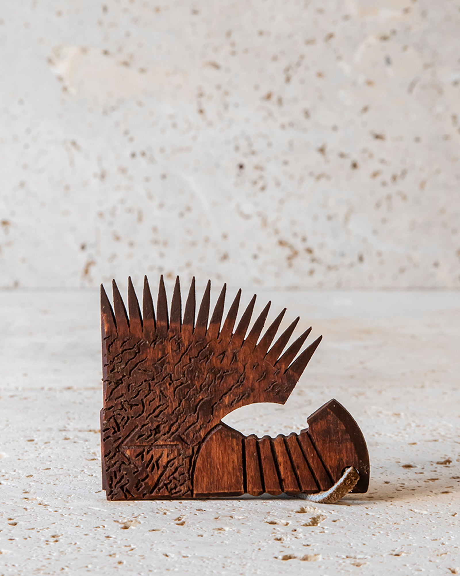 HAND CARVED BEARD COMB - AXE