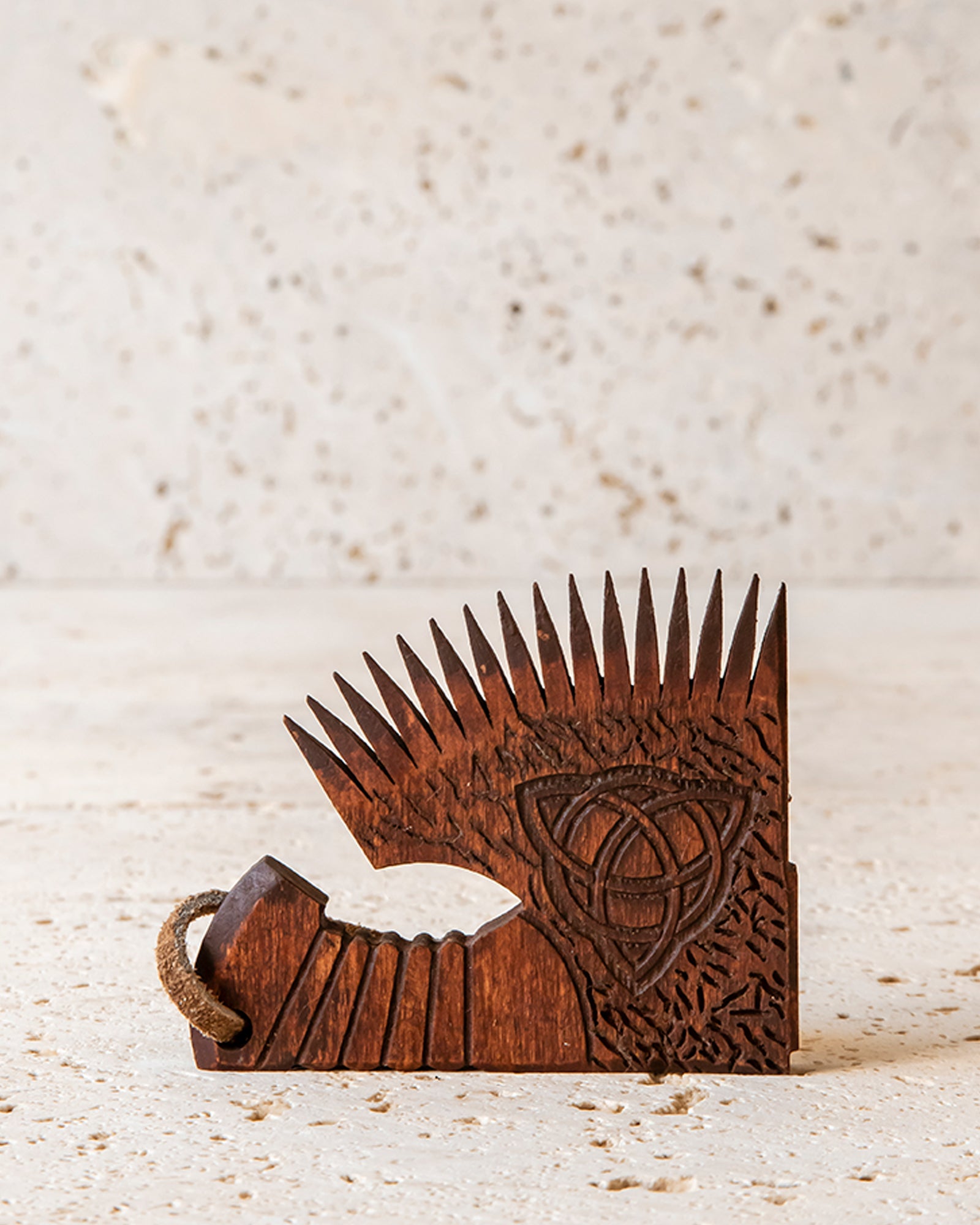HAND CARVED BEARD COMB - AXE
