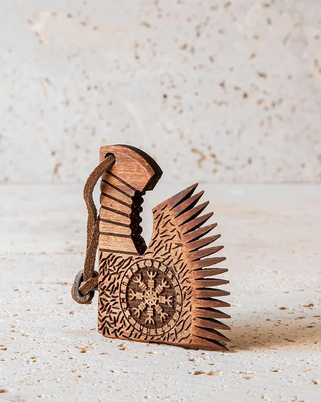 HAND CARVED BEARD COMB - AXE