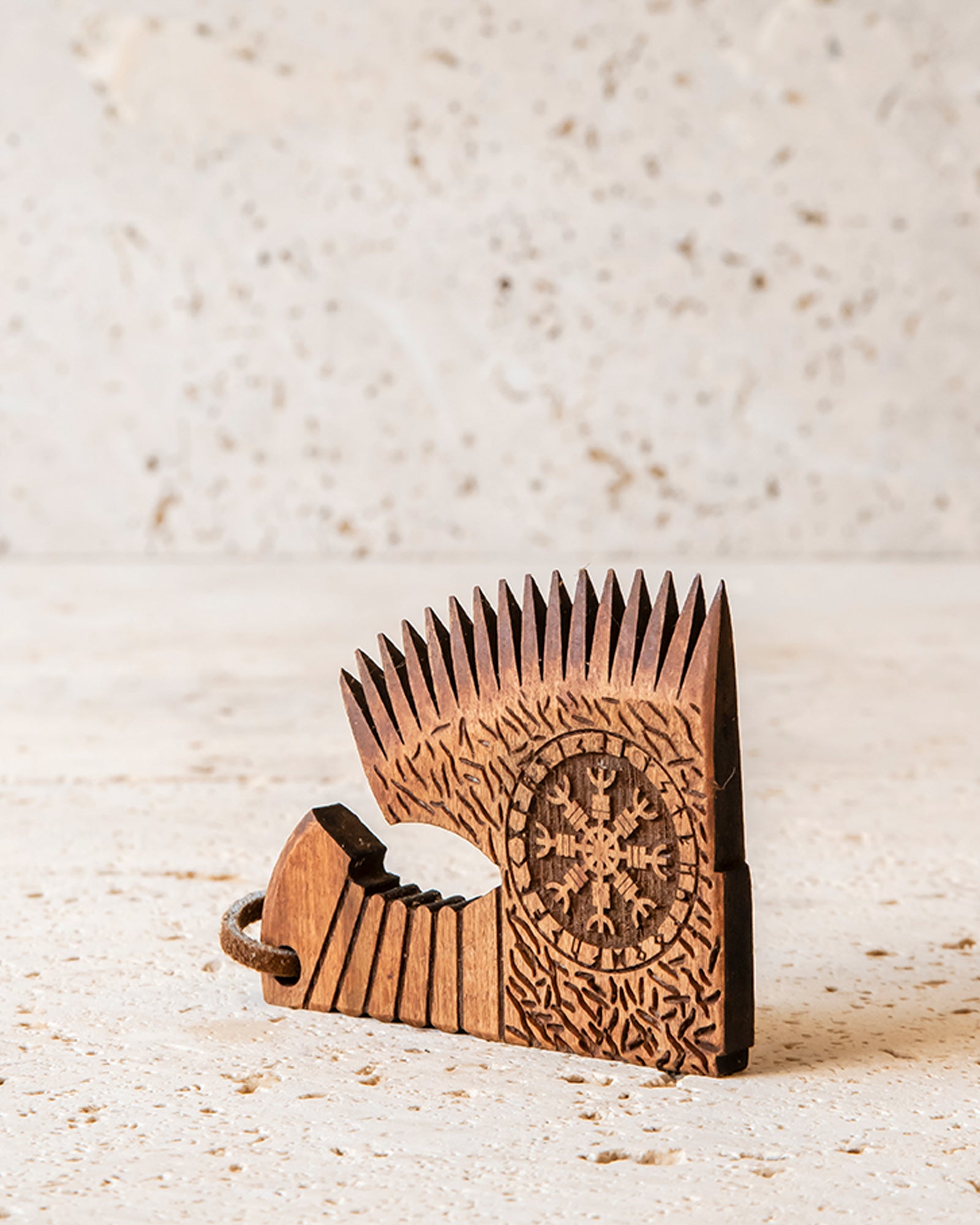 HAND CARVED BEARD COMB - AXE