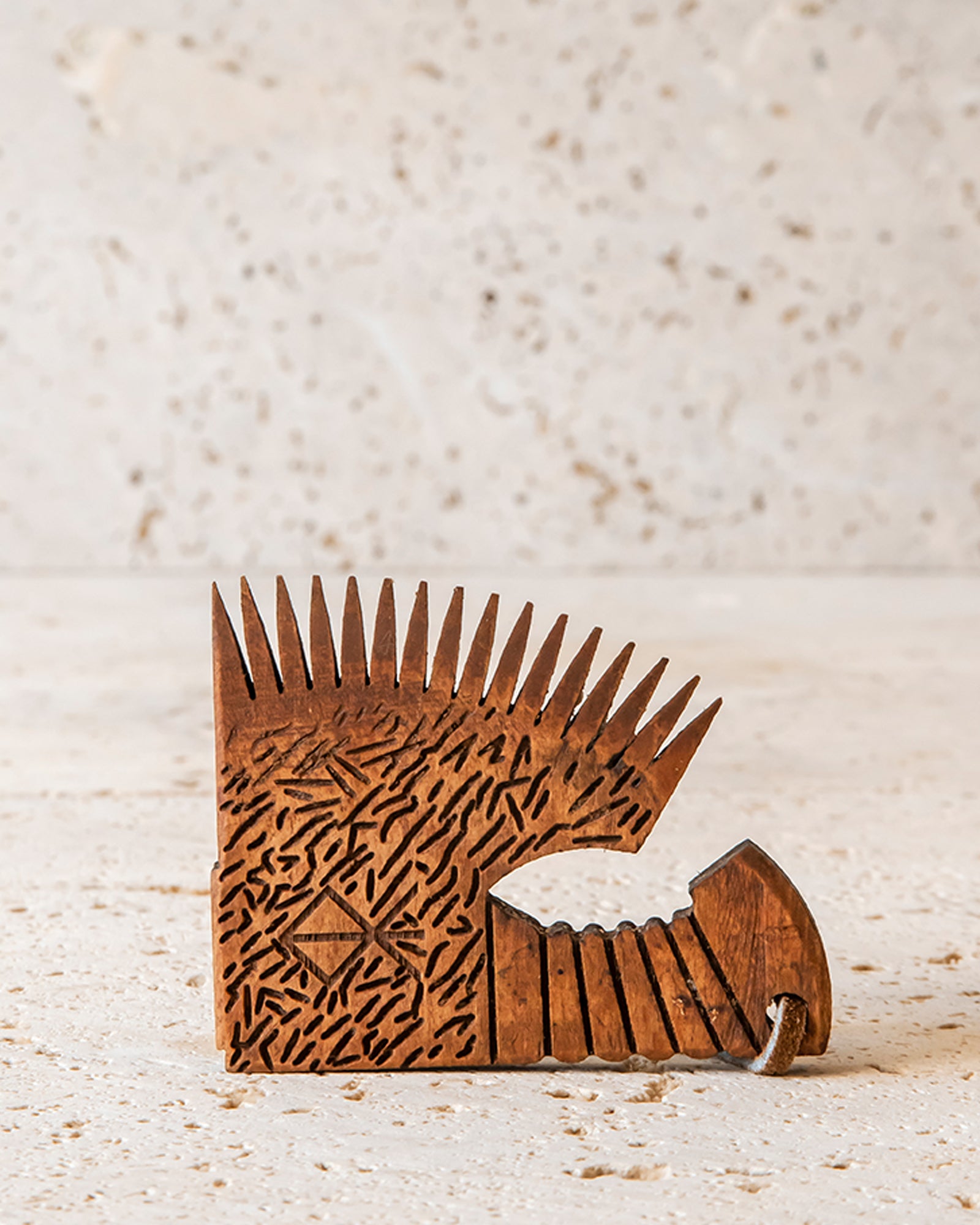 HAND CARVED BEARD COMB - AXE