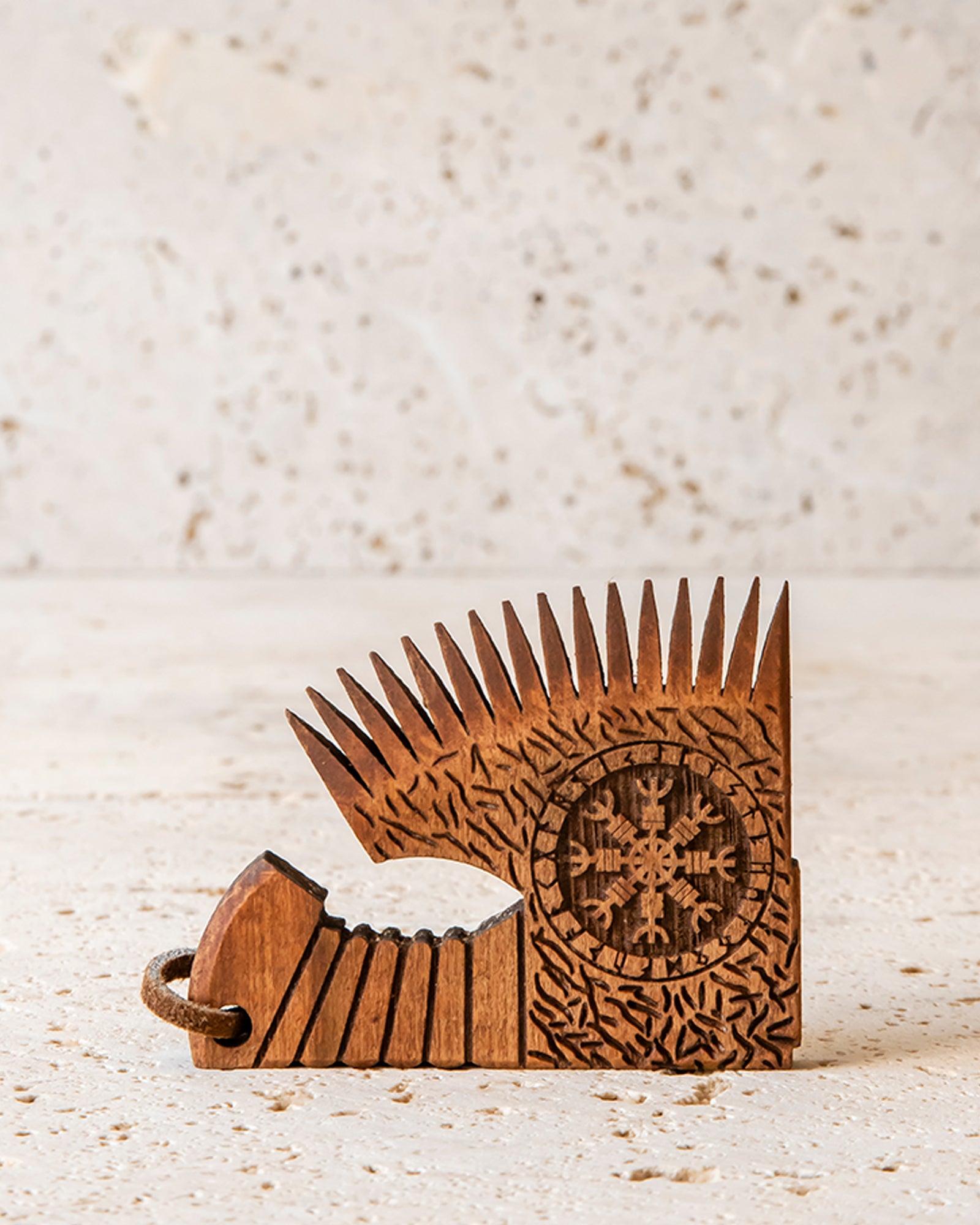 HAND CARVED BEARD COMB - AXE