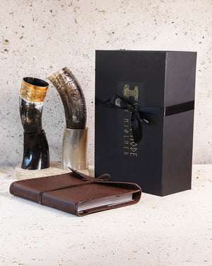 
            
                Load image into Gallery viewer, CARVED HORN &amp;amp; LEATHER COOKBOOK GIFT
            
        