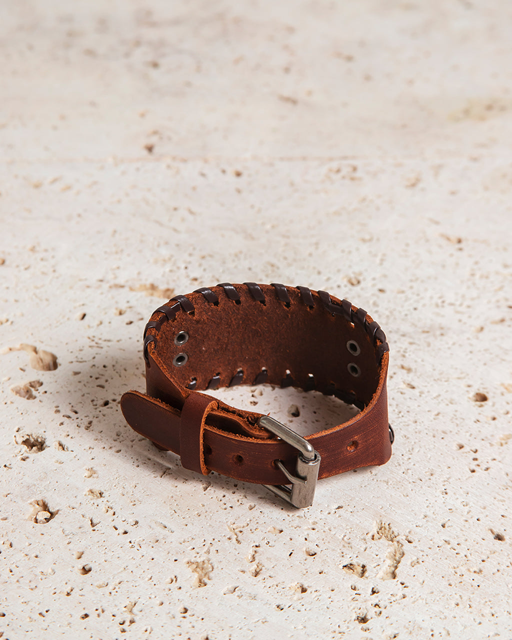 LEATHER CUFF WITH YGGDRASIL PLATE