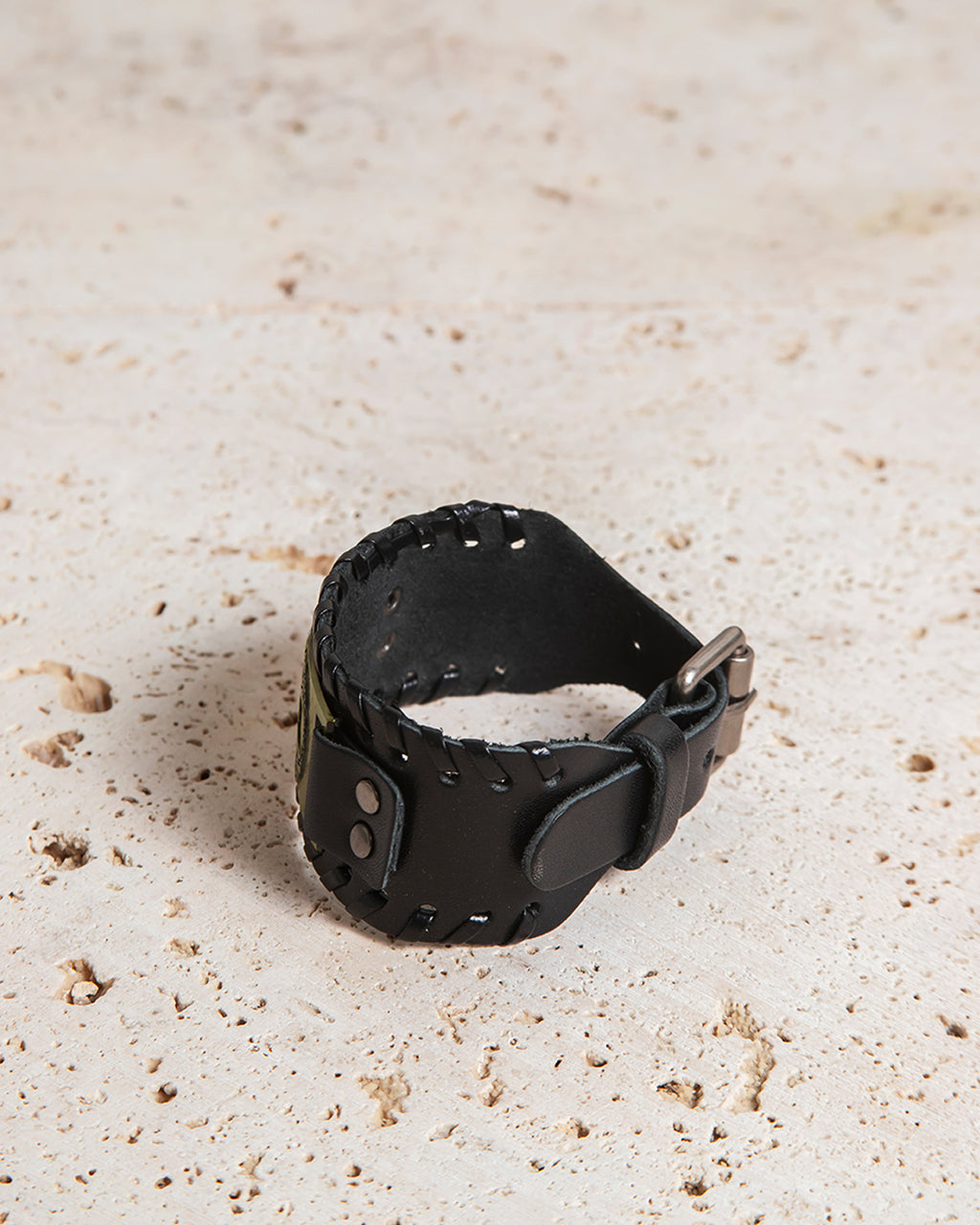 LEATHER CUFF WITH VEGVISIR PLATE