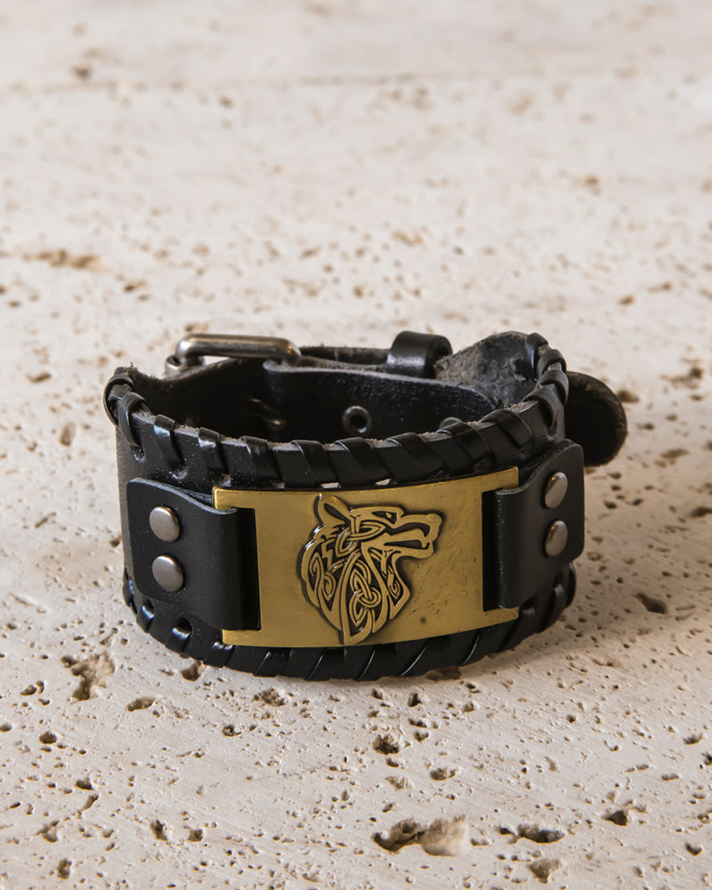LEATHER CUFF WITH FENRIR PLATE
