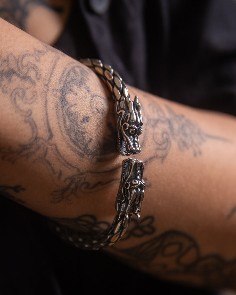 DRAGON HEADS STERLING SILVER BRACELET