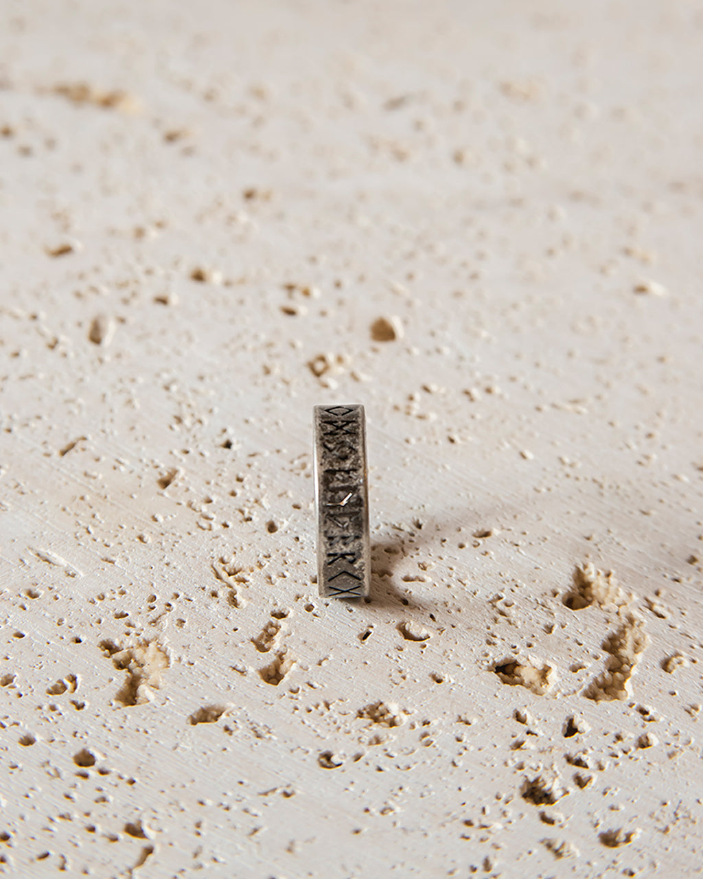 RUNES CUT STAINLESS STEEL RING