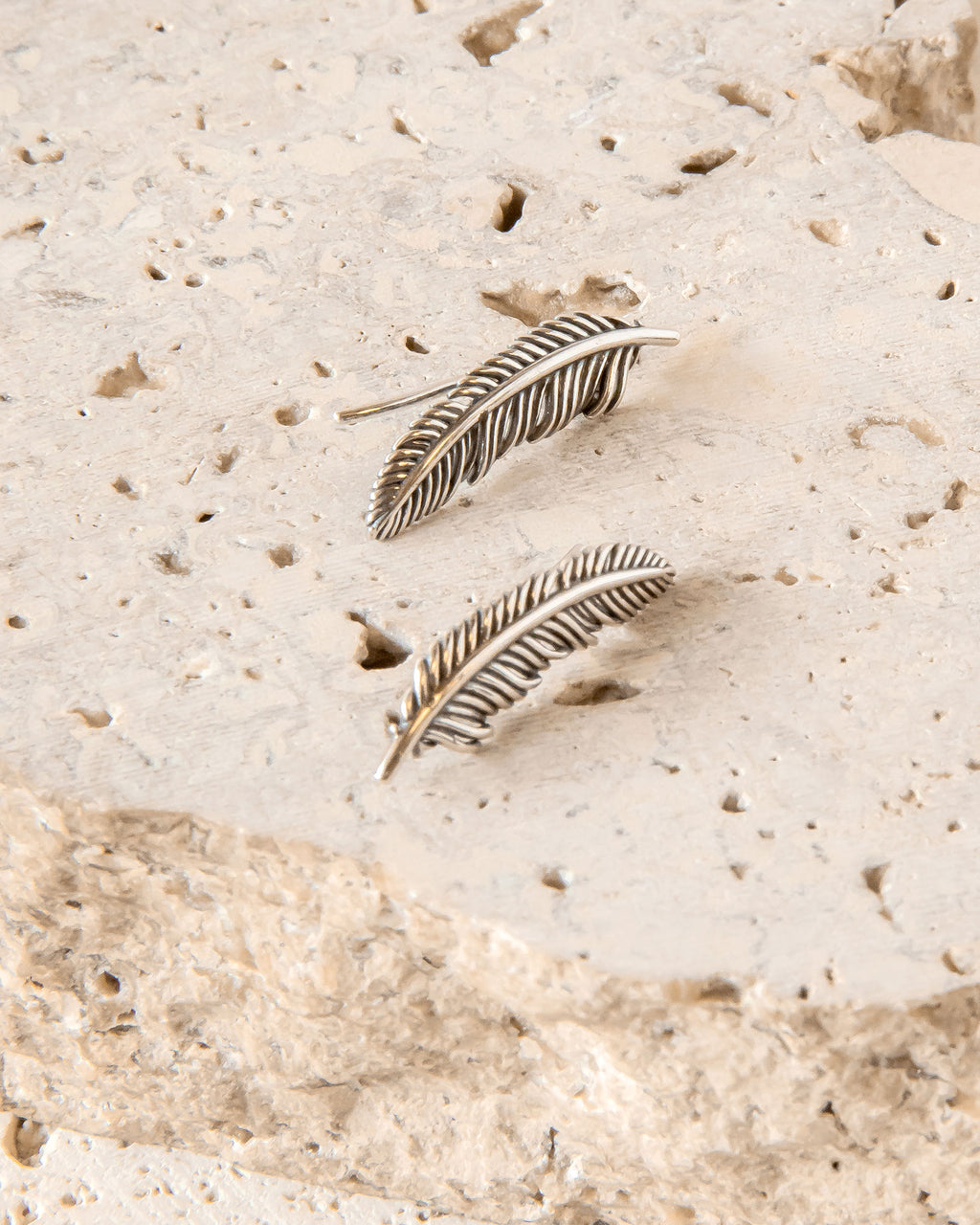 RAVEN'S FEATHER STERLING SILVER EARRINGS