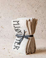 MJØLNER BEIGE EMBROIDED NAPKINS SET