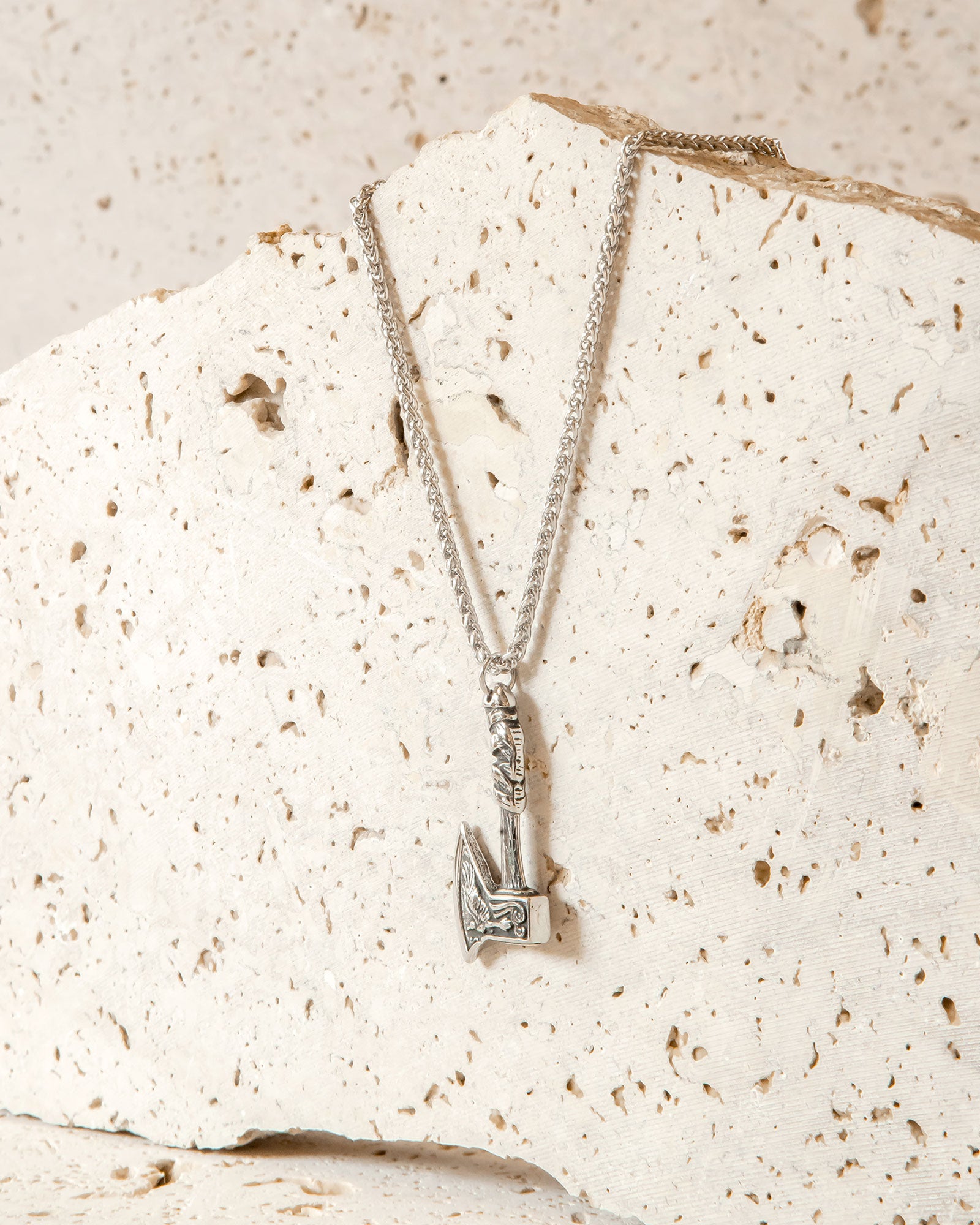 CELTIC WOLF & HERON AXE NECKLACE