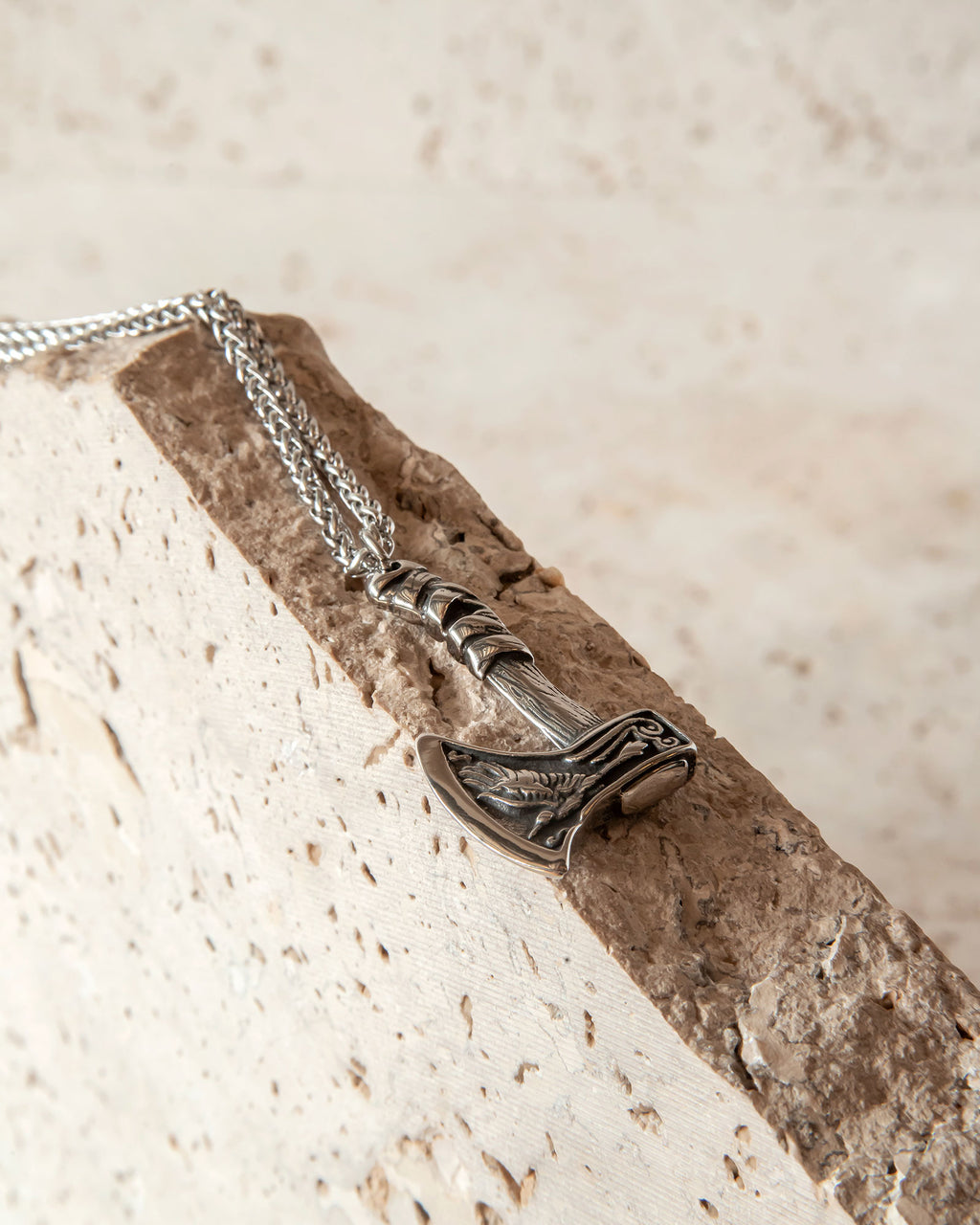 CELTIC WOLF & HERON AXE NECKLACE