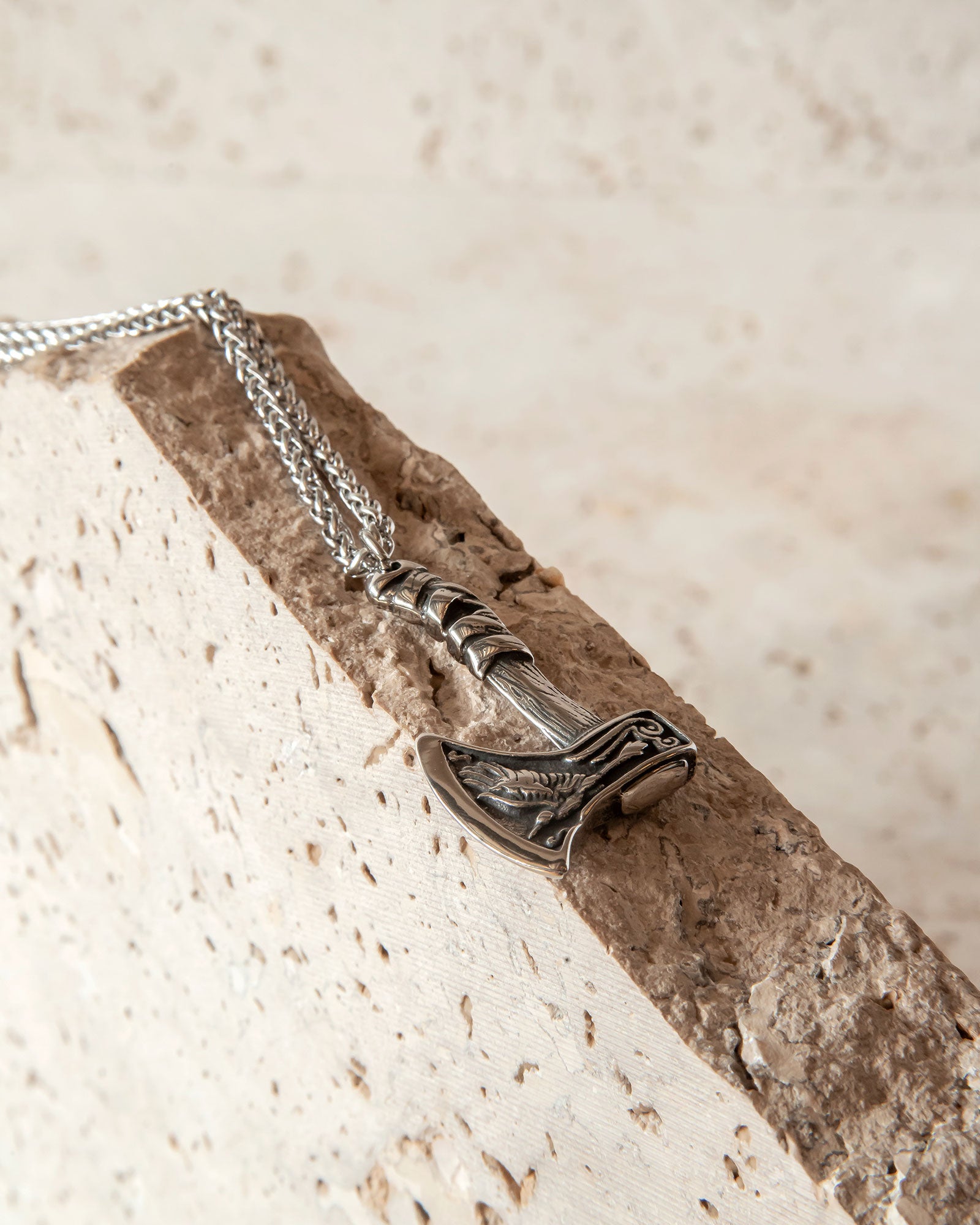 CELTIC WOLF & HERON AXE NECKLACE