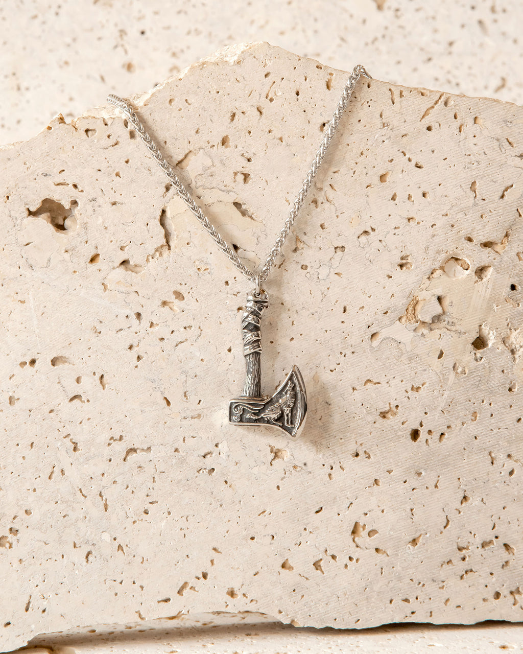 CELTIC WOLF & HERON AXE NECKLACE