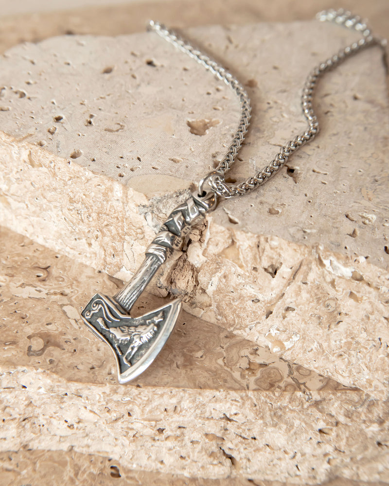 CELTIC WOLF & HERON AXE NECKLACE
