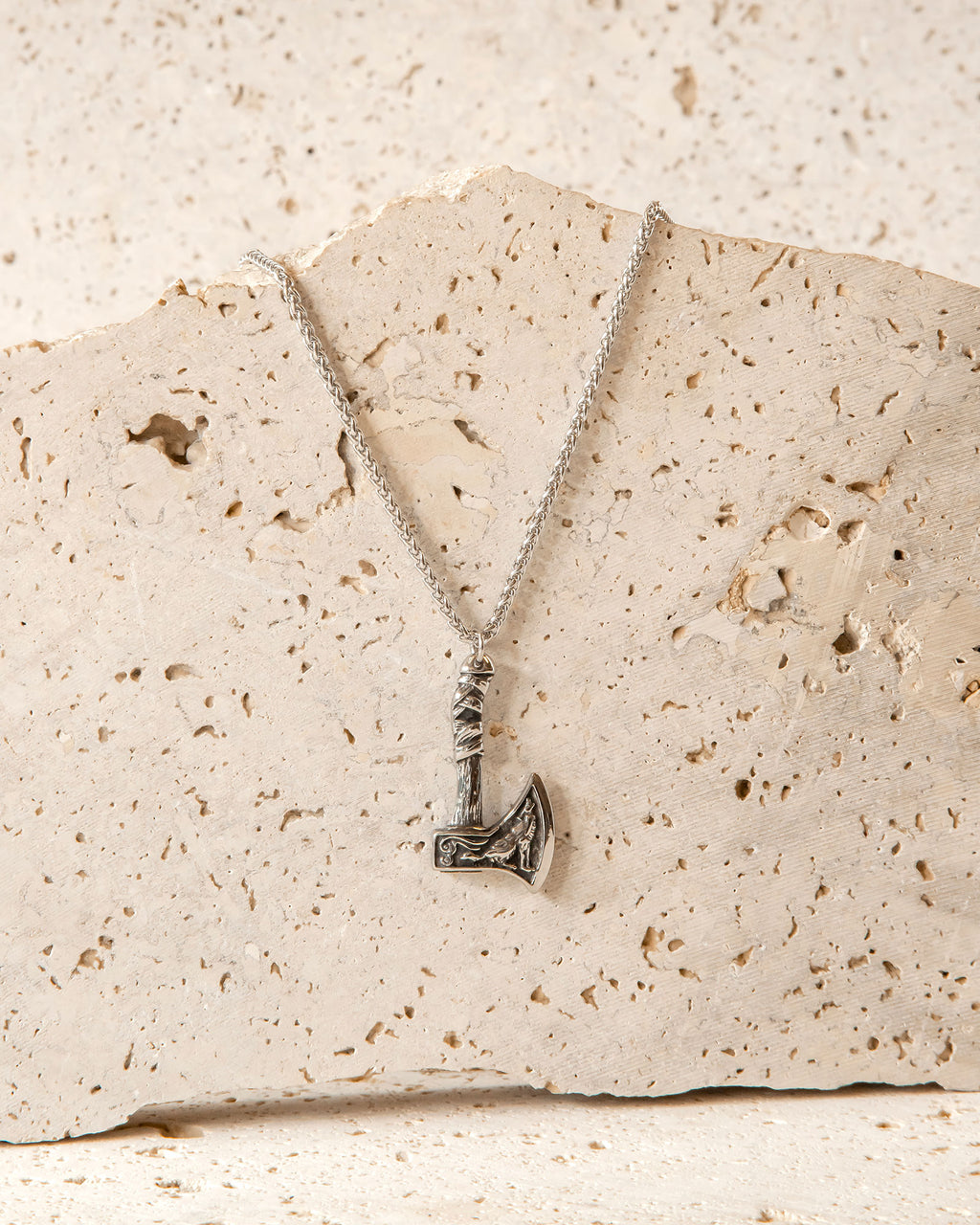 CELTIC WOLF & HERON AXE NECKLACE