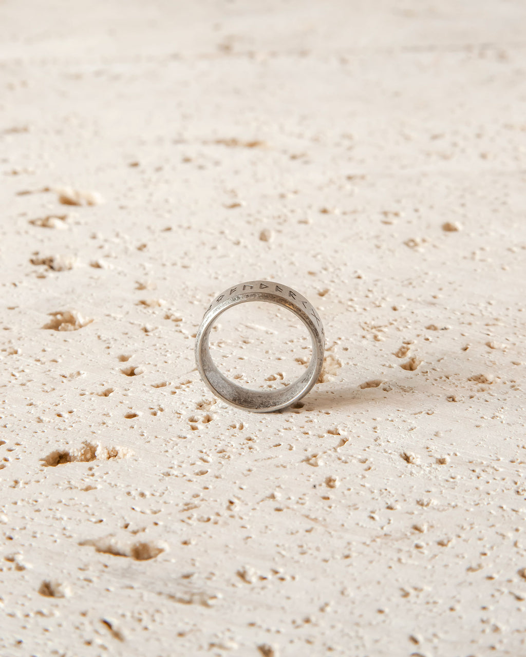 RUNES METALLIC STAINLESS STEEL RING