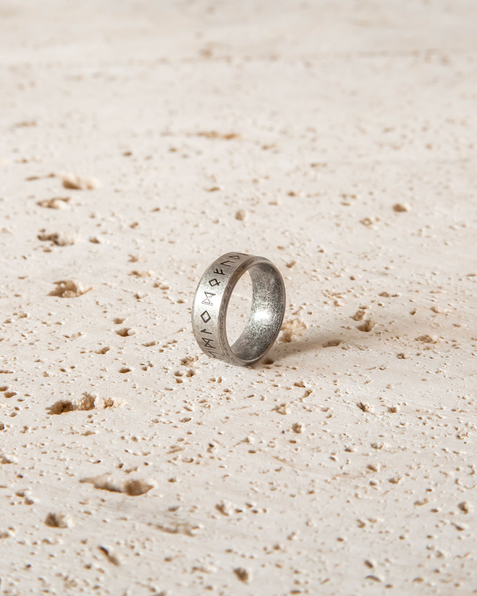 RUNES METALLIC STAINLESS STEEL RING