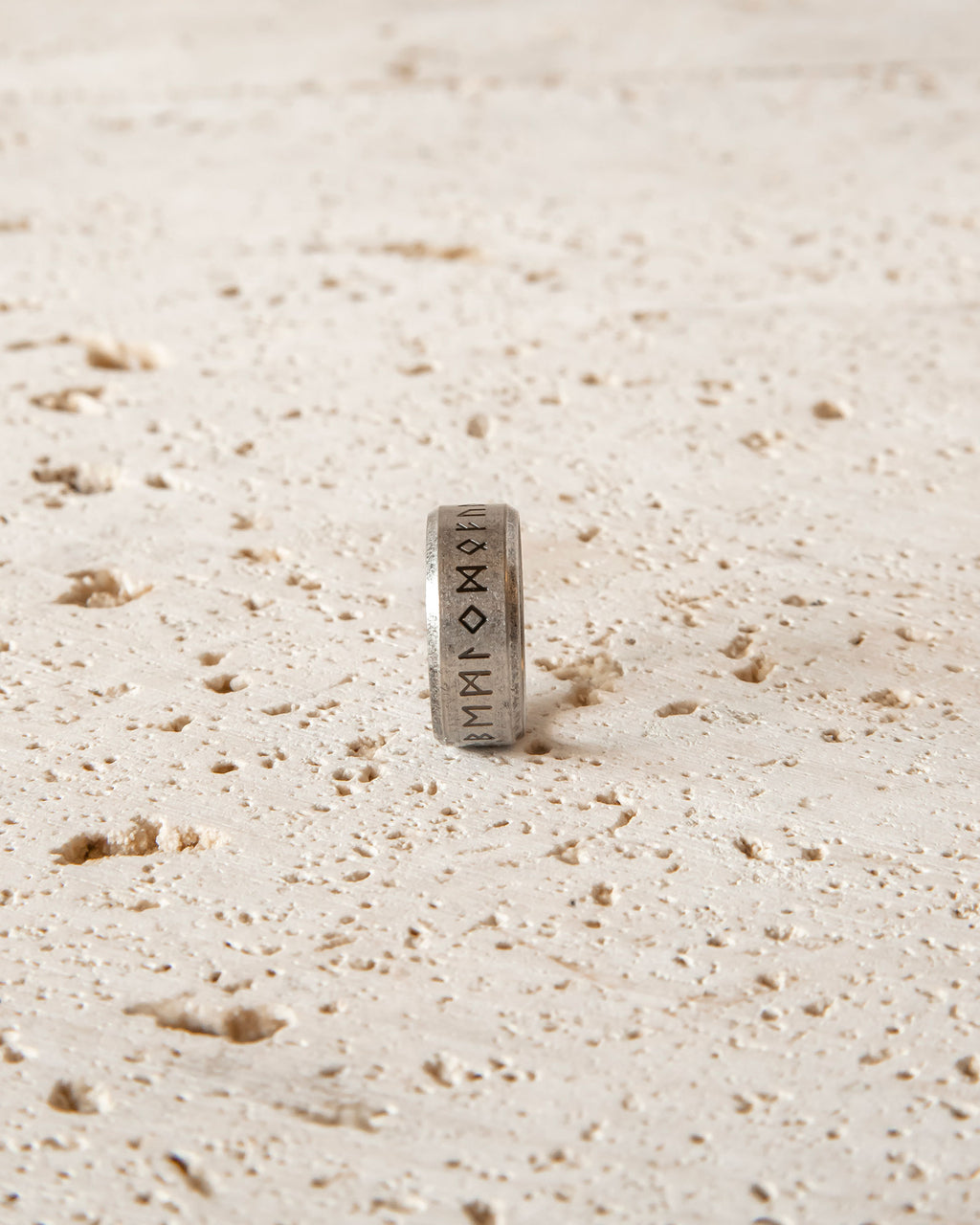 RUNES METALLIC STAINLESS STEEL RING