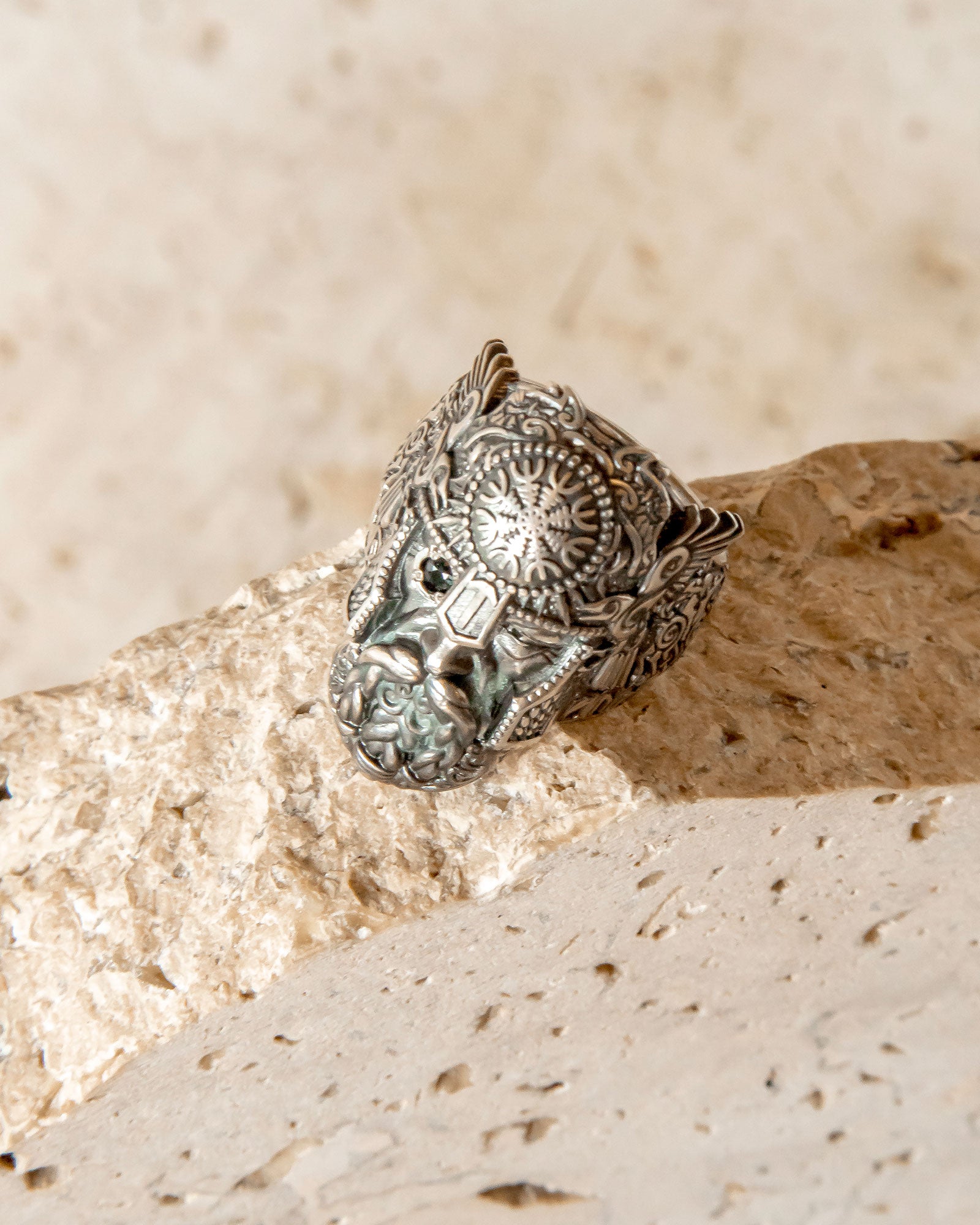 ODIN - GOD OF WAR RING WITH SAPPHIRE