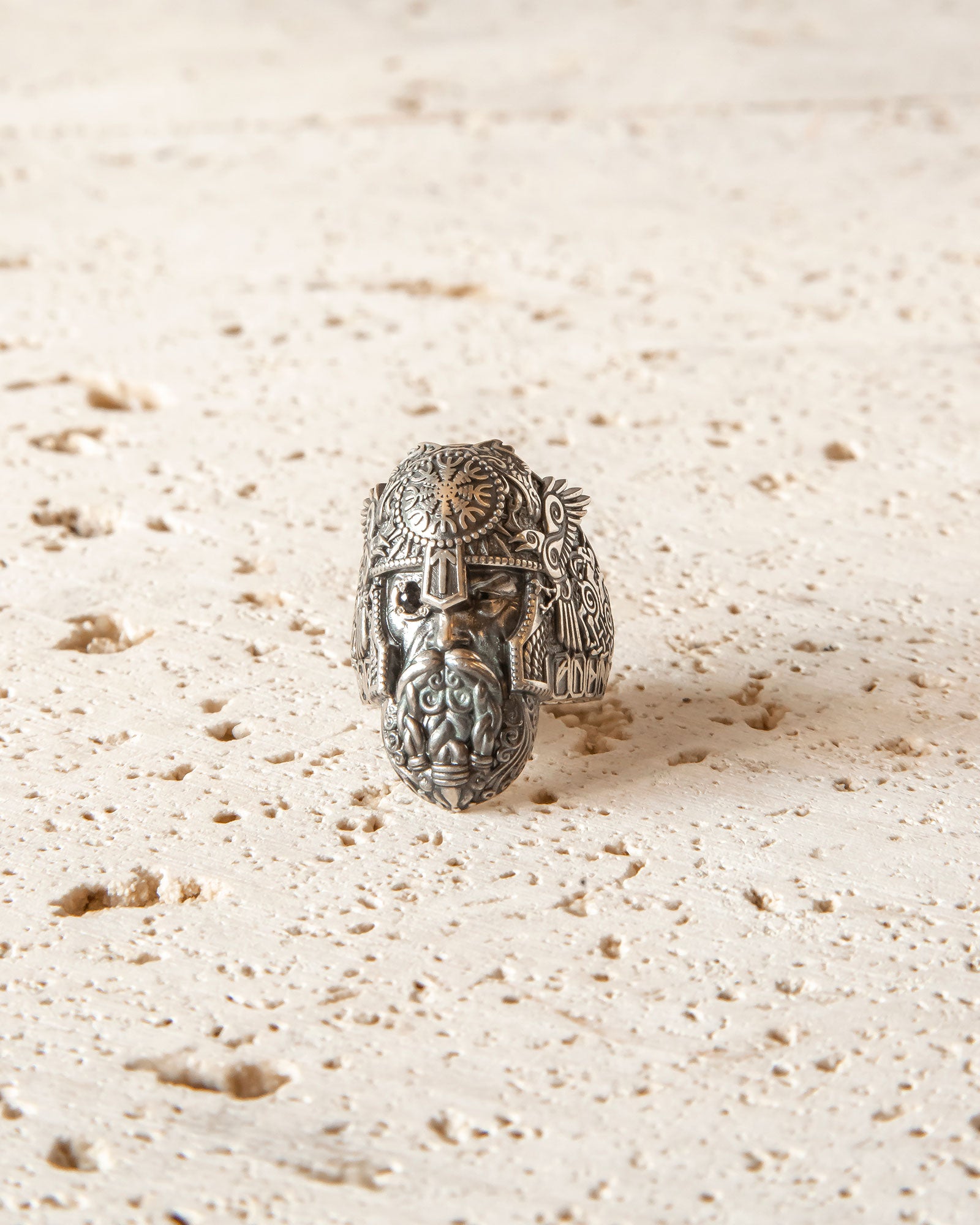 ODIN - GOD OF WAR RING WITH SAPPHIRE