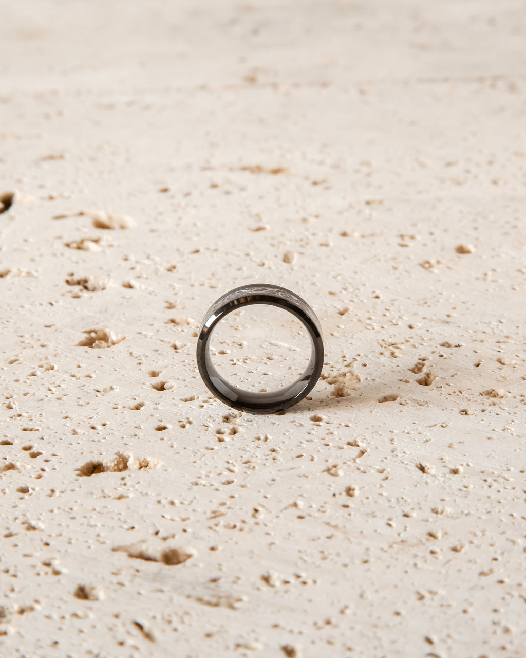 BLACK RING WITH RED RUNES