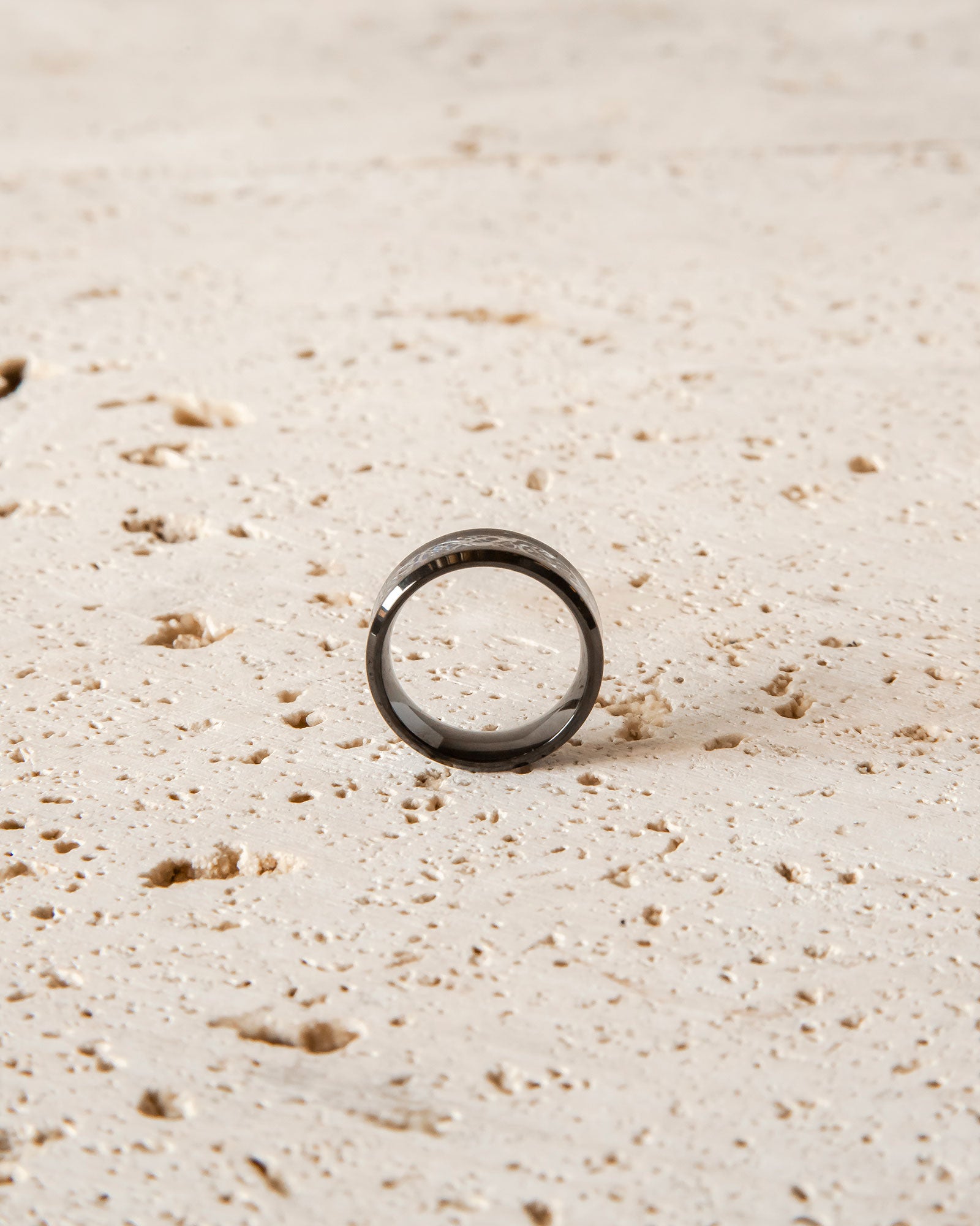 BLACK RING WITH RED RUNES