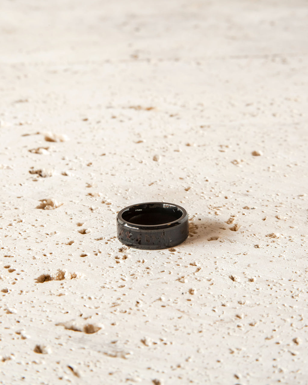 BLACK RING WITH RED RUNES