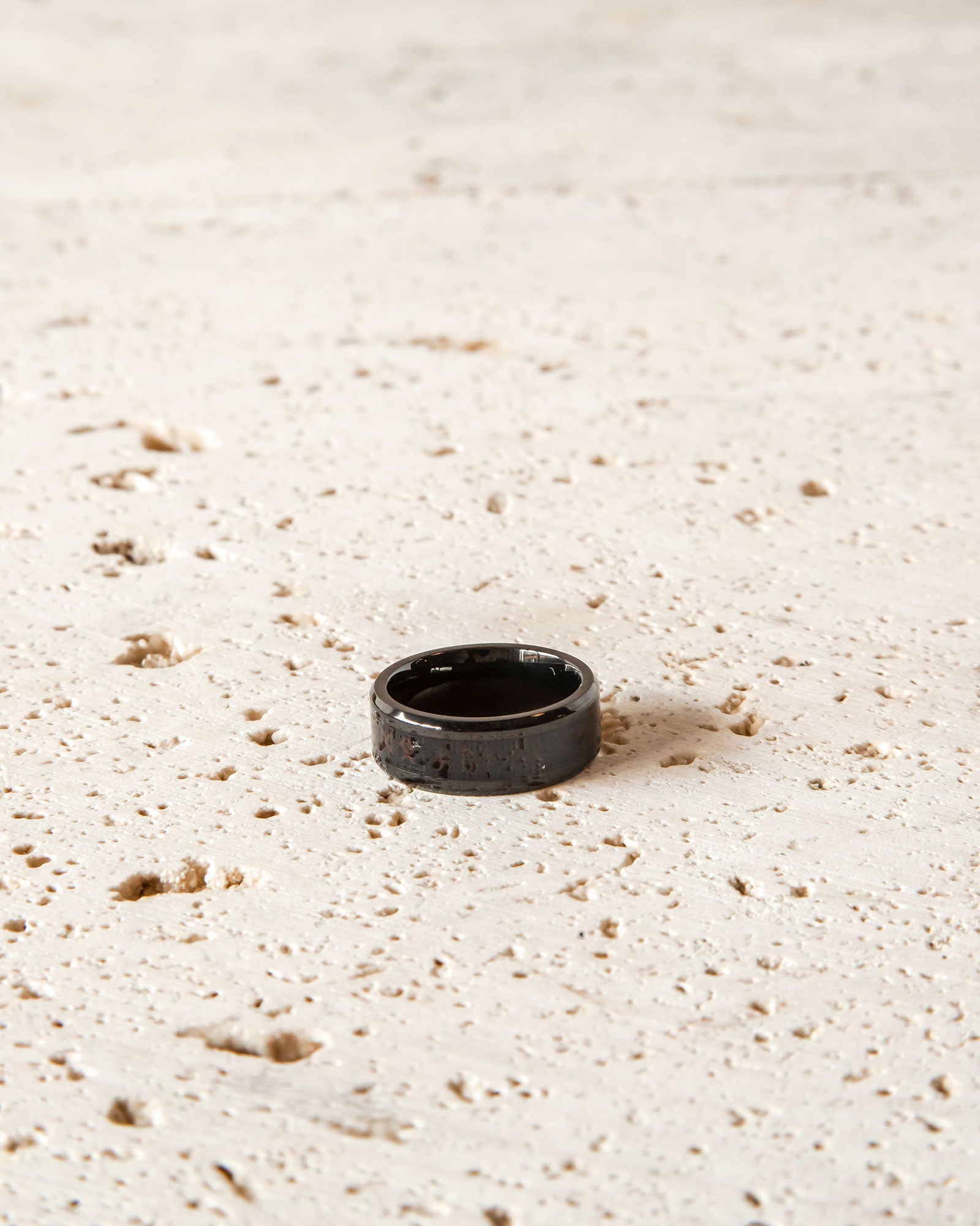 BLACK RING WITH RED RUNES