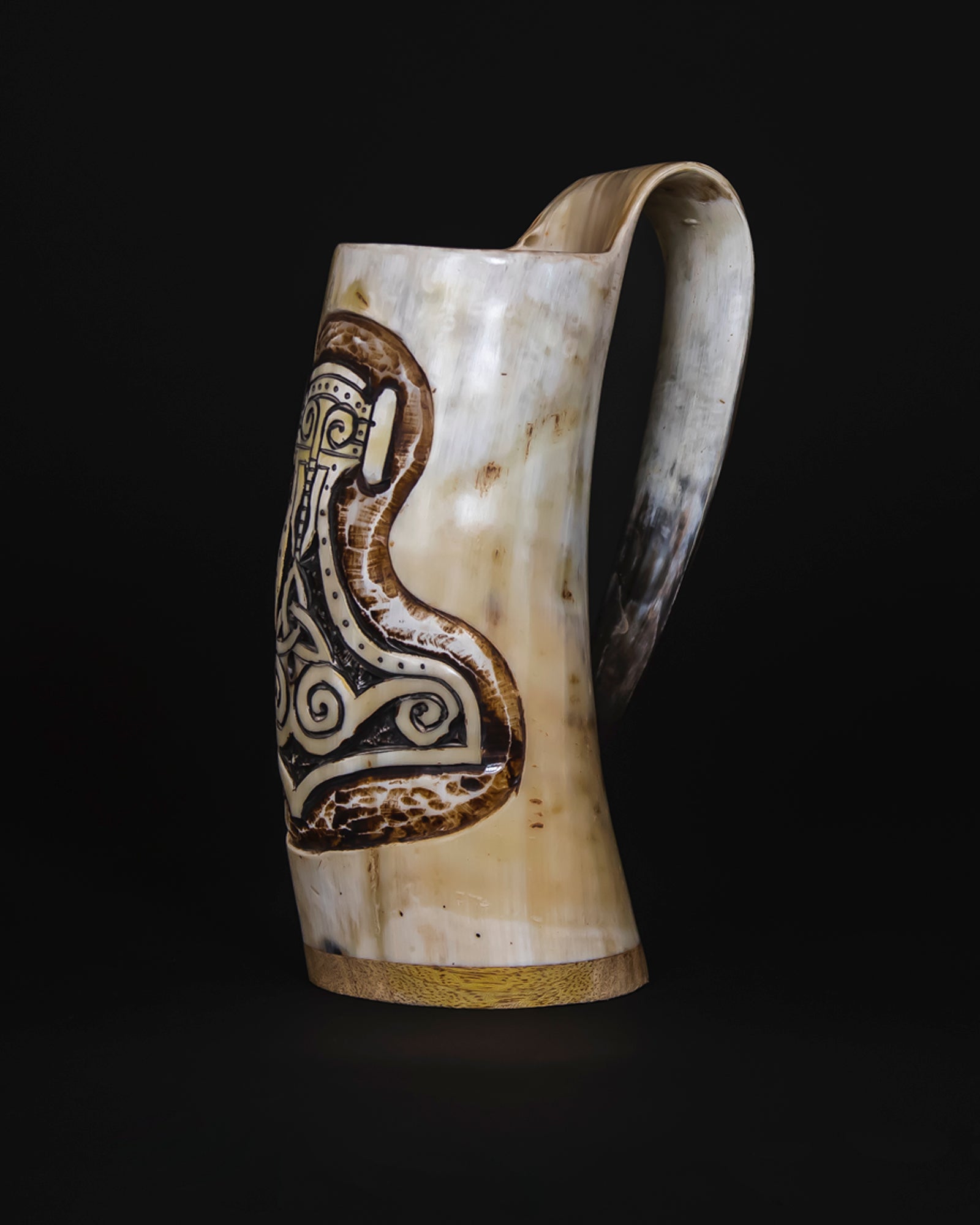 CARVED HORN MUG - MJOLNER
