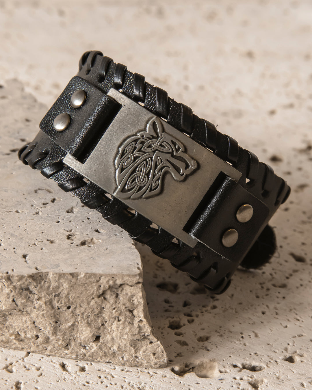 LEATHER CUFF WITH FENRIR PLATE
