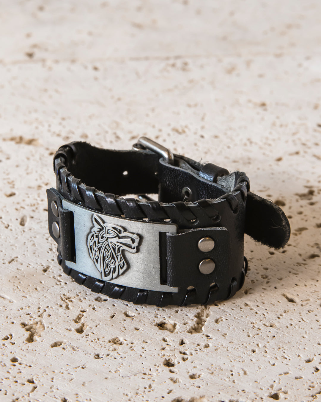 LEATHER CUFF WITH FENRIR PLATE