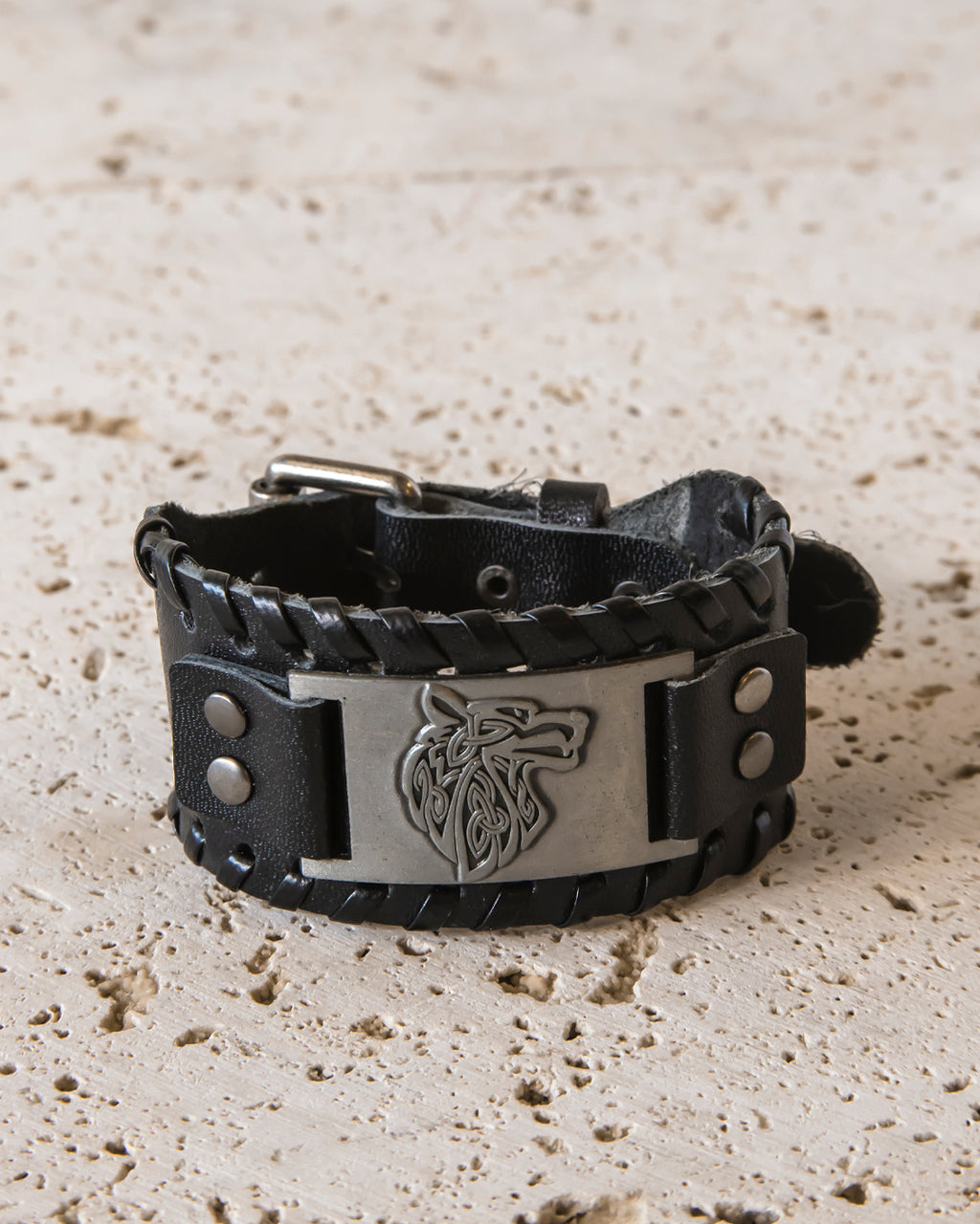 LEATHER CUFF WITH FENRIR PLATE