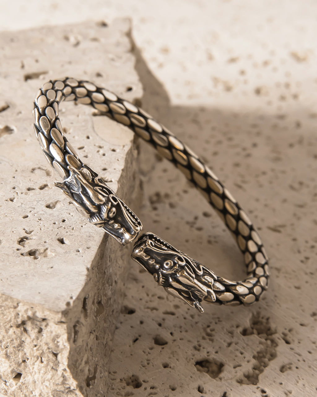 DRAGON HEADS STERLING SILVER BRACELET