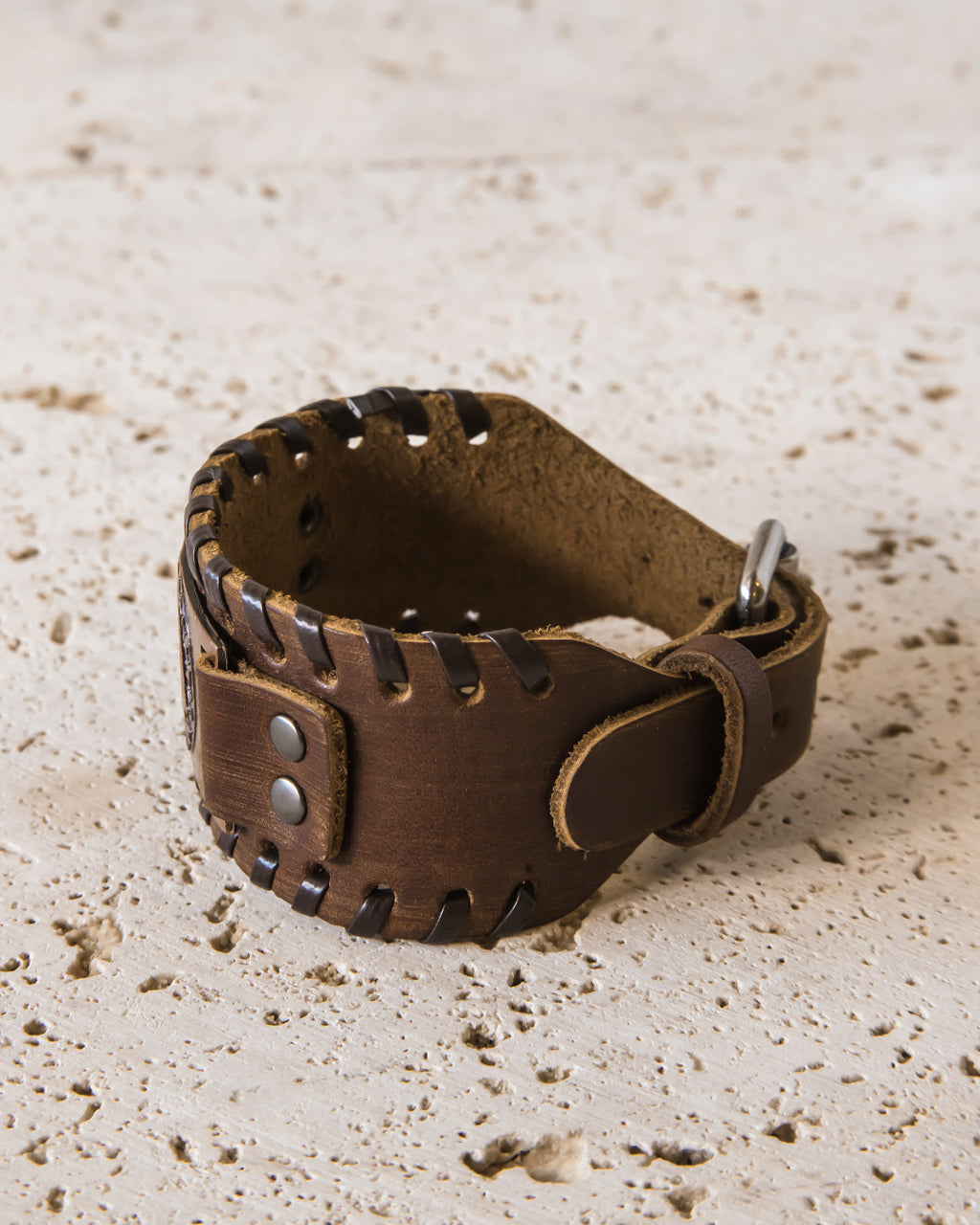 LEATHER CUFF WITH VALKNUT PLATE