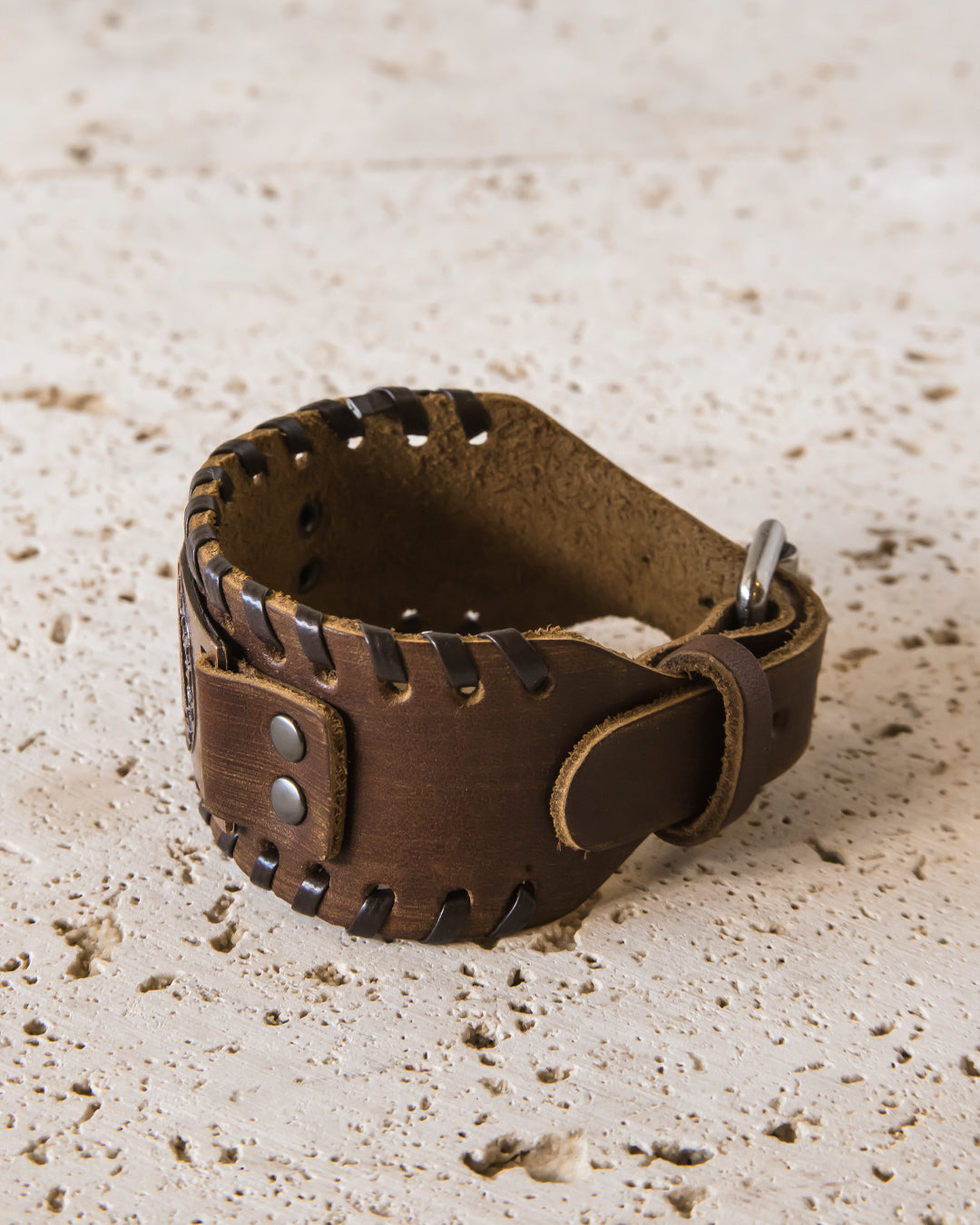 LEATHER CUFF WITH VALKNUT PLATE