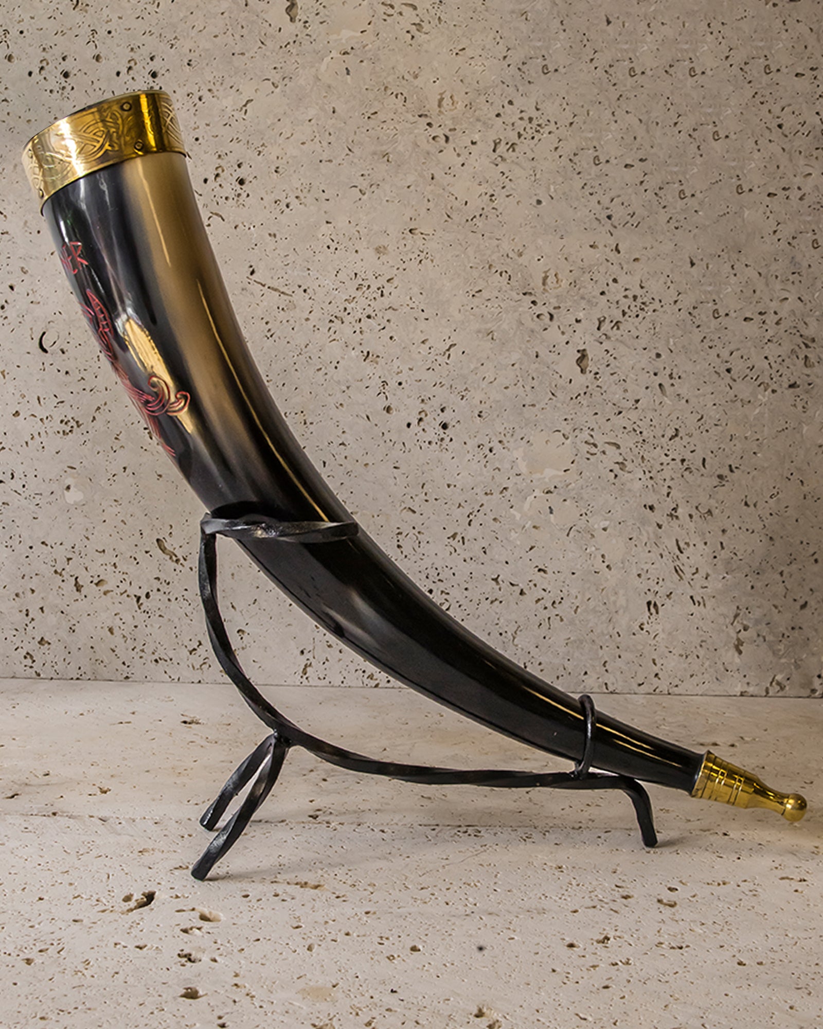 CLASSIC MJØLNER DRINKING HORN & STAND - 400ML